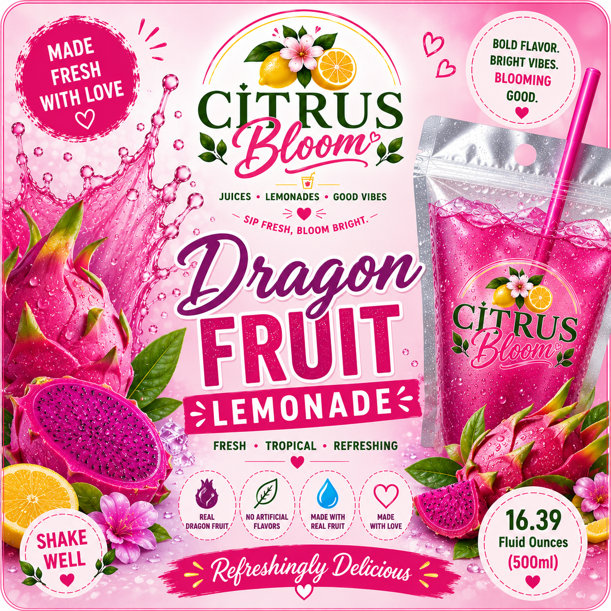 Dragon Fruit Pouch Lemonade