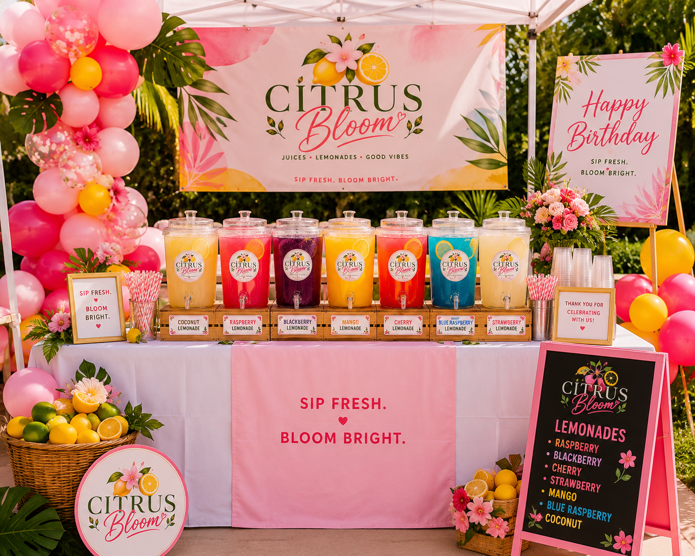 Citrus Bloom lemonade catering setup